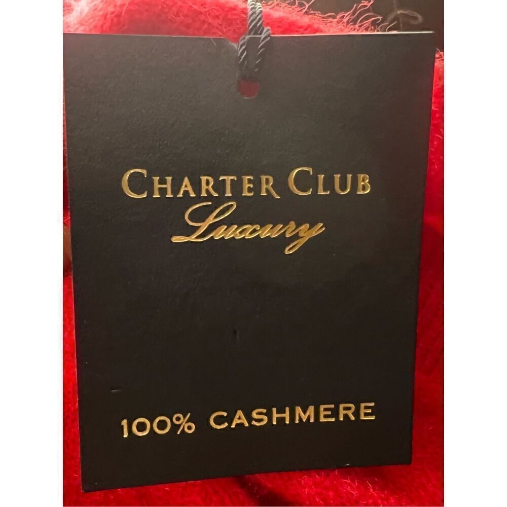 Charter Club Classic Red 100% Cashmere V-Neck Sweater NWT Size Medium - Picture 5 of 5
